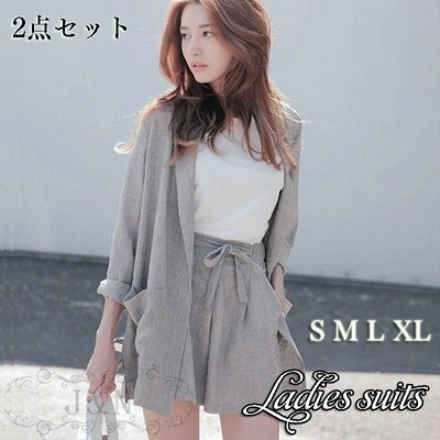 セットアップ レディース 春 夏 パンツスーツ ワイド ショートパンツ 2点セットジャケット 麻 リネン スーツ おしゃれ ママフォーマル オフィス 通勤 Ol 40代 通販 Lineポイント最大get Lineショッピング