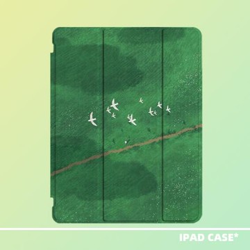 原創小眾文藝綠野飛鳥油畫適用11代2025新款ipadpro11air7三折ipad殼防彎亞克力10.2寸air4/5/mini6帶筆槽