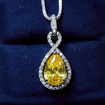 隔日到貨 專櫃 5克拉 巴西  黃水晶 香檳彩鑚 項鏈 吊墜 莫桑鑚 黃水晶 項鍊N405