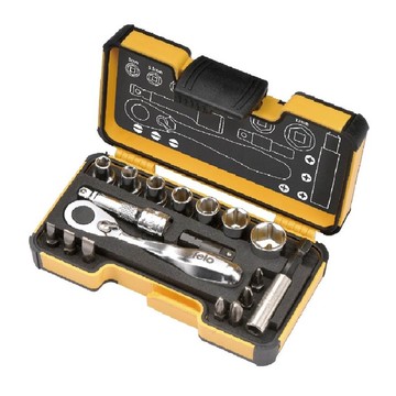 felo 迷你棘輪板手起子套筒 18件組  迷你扳手起子套筒18件  1組