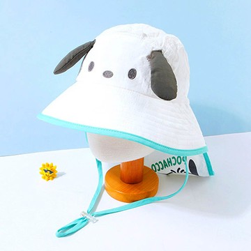 韓國配件連線 - 造型防曬遮陽帽/遮脖帽-卡通人物帕恰狗-白 (頭圍約52~54cm)