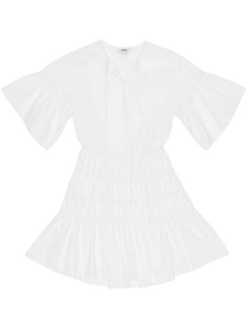 Jason Wu - ruched flared cotton minidress - women - Cotton - 0 - White