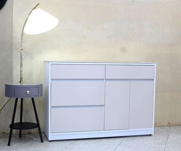 【歐風別館】菲比四尺米白色岩板餐櫃【基隆至台中免運費】