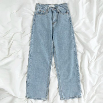 淺色牛仔褲男潮學生流韓版百搭ins秋季港風潮牌直筒寬松九分褲子