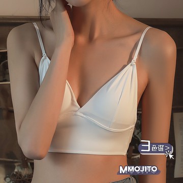 「MOJITO」百搭修身‧冰絲素色薄款大露背u型美背無鋼圈三角杯內衣 (3色選) S-L 肩帶可拆可插墊性感婚禮服內衣