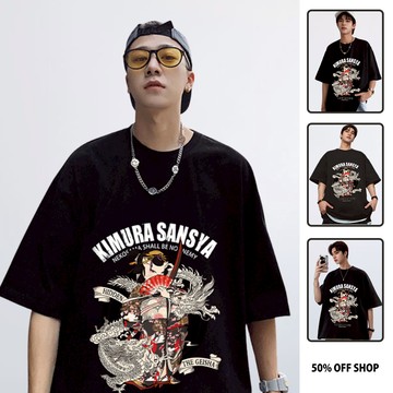 日本花魁貓 藝妓貓咪 刺客貓貓 和風浮世繪貓咪 男女款純棉落肩短TEE 台灣獨家短T