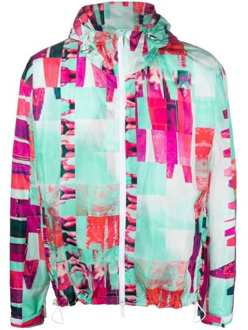 Dsquared2 - abstract-pattern print hooded jacket - men - Polyamide/Polyamide - 48 - Green