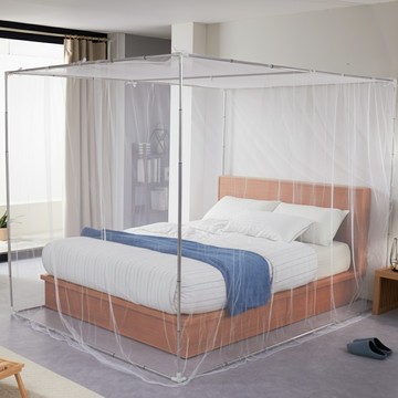 ALTTEURI 方形天篷蚊帳 + 不鏽鋼桿套組  家庭用 (310 x 240 x 180 cm)  白色