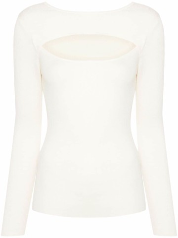 Allude - cut-out detailing ribbed top - women - Virgin Wool - S - Neutrals