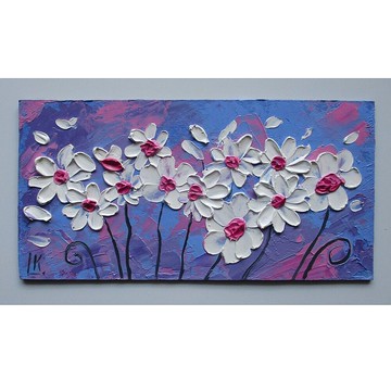 原創油畫花卉抽象藝術微型野花藝術