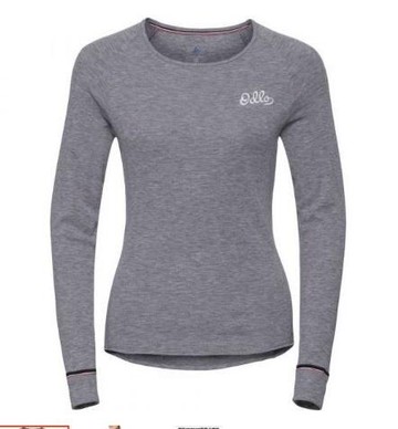 ├登山樂┤瑞士ODLO 女款銀離子保暖型經典圓領長袖上衣 # 154201-15700 灰麻花