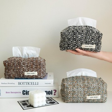 『百貨屋二號』現代簡約布藝紙巾盒編織肌理復古法式家用裝飾輕奢氛圍感抽紙盒