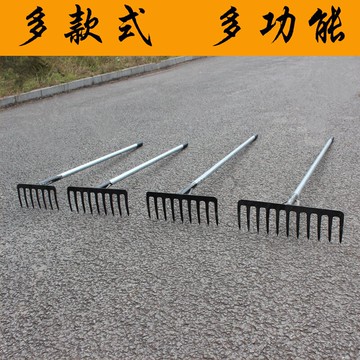 新款農具大號鐵耙子九齒豬八戒小農用松土摟草扒除草多功能鋼扒子