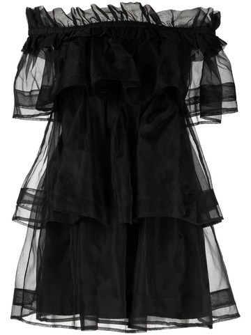 Macgraw - Petal layered silk mini dress - women - Silk - 14 - Black