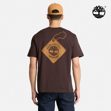 Timberland 男款深棕色鞋吊牌圖案短袖T恤|A2DPEC35