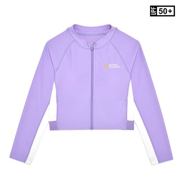 童裝 短版拉鍊 防曬衣 - 紫色