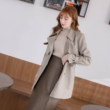 【早春新品】HS 倫敦翻領風衣外套 卡其