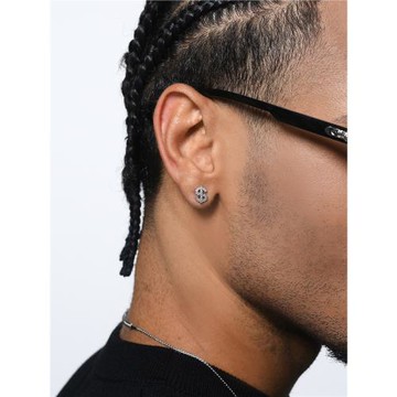 ICEGANG美金耳釘男士男生純銀高級感超閃嘻哈歐美小眾銀針耳骨釘