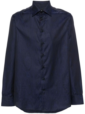 ETRO - jacquard-paisley cotton shirt - men - Cotton - 42 - Blue