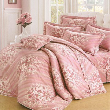 Prawear 巴麗維亞 台灣製精梳棉床罩組 雙人加大 粉戀 六件式  1入