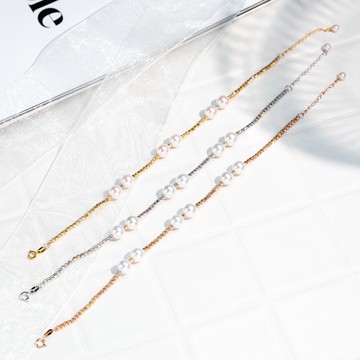 Akoya 雙雙對對 18K金 小金球手鏈