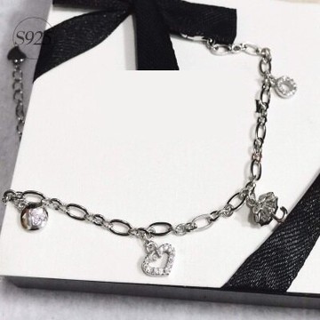 925純銀手鍊 鑲鑽手環-鏤空愛心雨傘造型生日情人節禮物女飾品73dp125【獨家進口】【米蘭精品】