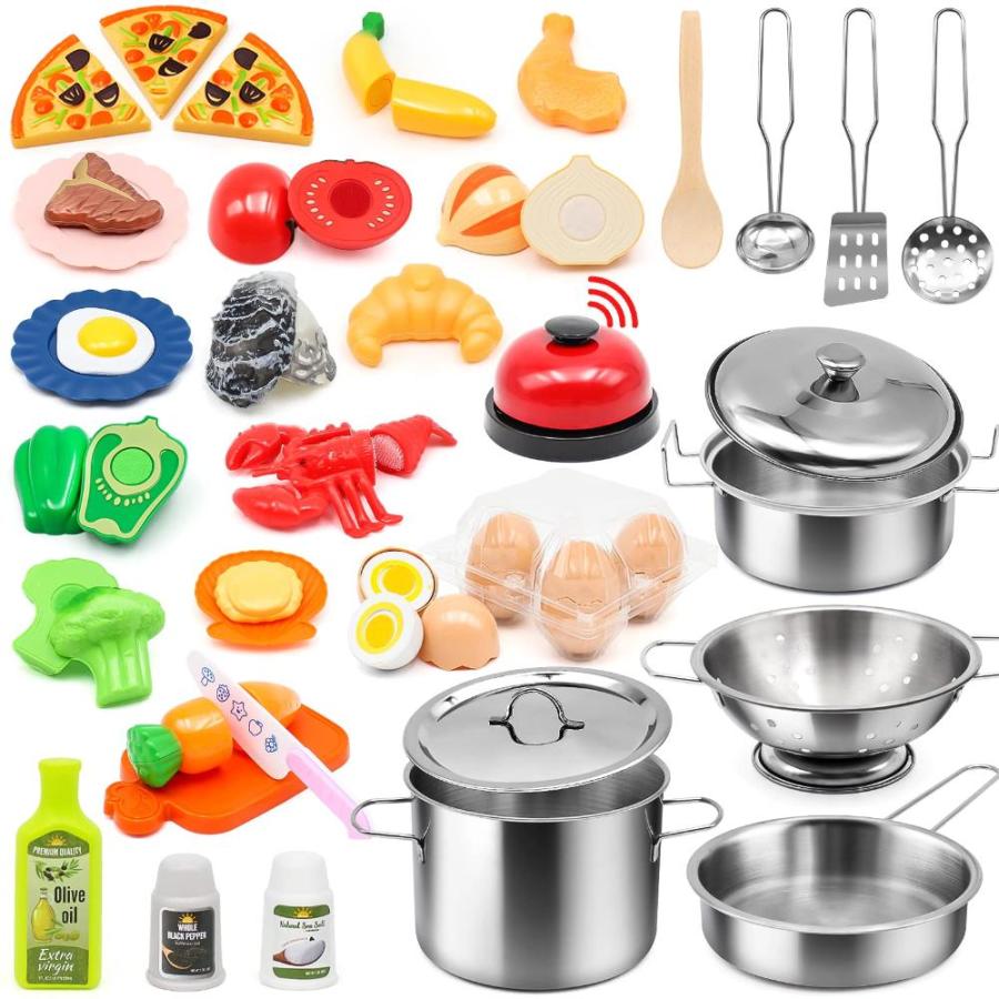 Hohosunlar Kids Pretend Play Kitchen Accessories Set, 38Pcs