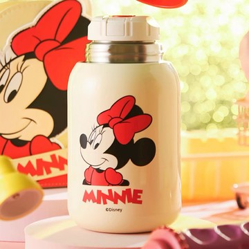 今天妮好嗎？【BEDDY BEAR 杯具熊】米奇米妮兒童糯米保溫杯 - 530ml (共2款可選) 摩羯座生日好禮 兒童水壺 迪士尼 316不鏽鋼 保溫杯 大容量 上學 出遊 附背帶 皮質杯套