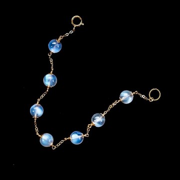 慢慢安靜下來的心 / 玻璃體透月光石 細緻手鍊14K 注金