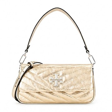 [平輸版] TORY BURCH KIRA 雙T字LOGO斜紋衍縫肩/斜兩用包(金)真品平輸