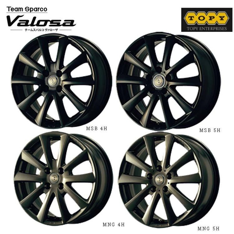 送料無料 トピー Team Sparco Valosa MNG 6J-15 +45 5H-112 (15インチ