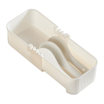 PP可伸縮抽屜收納盒 小  1個  白色