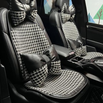 四季通用小香風方格棉麻透氣座椅坐墊創意女神汽車頭枕腰枕內飾品