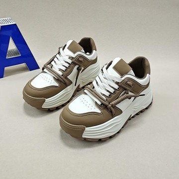 春2024新款厚底輕便時尚休閑鞋女韓版真皮百搭防滑松糕底老爹鞋