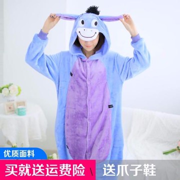 小毛驢家居服成人法蘭絨女長袖秋冬卡通男式老虎動物連體睡衣送鞋