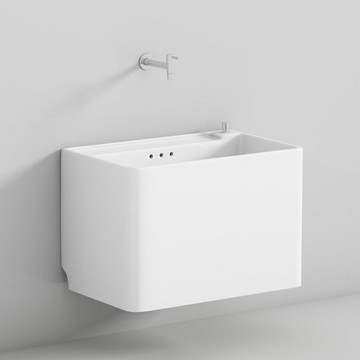 家用小號掛墻式墻排洗拖把池陽臺衛生間大號陶瓷戶外拖布池墩布池 b8031