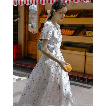 ISISLOVE高級感白色純棉裙子女夏季小眾設計感茶歇法式a字連衣裙