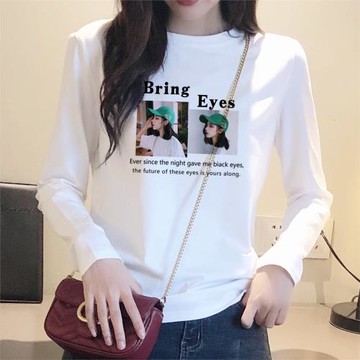 白色長袖女款春秋冬裝體恤單衣