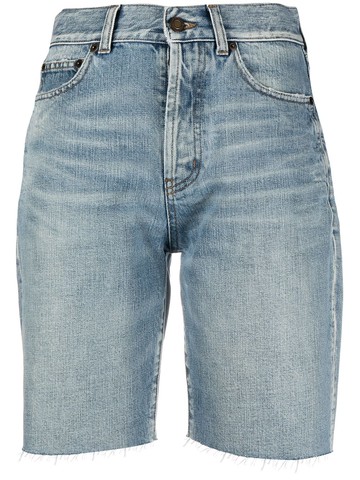 Saint Laurent - high-waist denim shorts - women - Cotton - 24 - Blue
