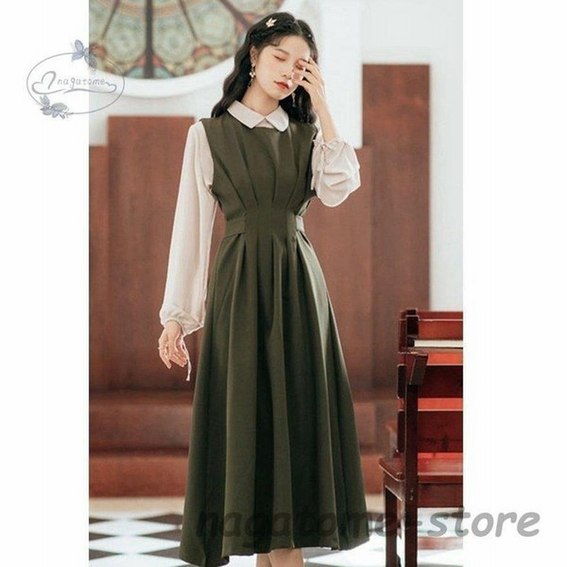 ジャンパースカート ロング セットアップ レディース カジュアル シャツブラウス 長袖 襟付き シャツ ブラウス ロングワンピース コーデセット ウエストマーク 通販 Lineポイント最大get Lineショッピング