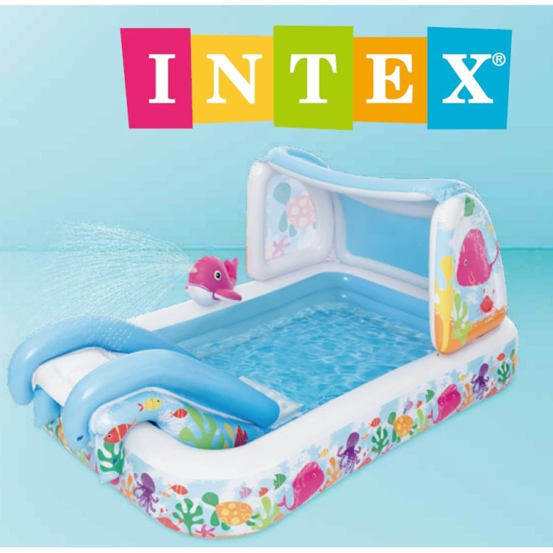 INTEX 海のなかまシャワー＆スライダーつきプール 229×147×107cm