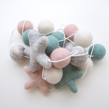 I 羊毛球星星吊飾 I D.輕北歐系 I 家居布置、露營 I 羊毛氈球