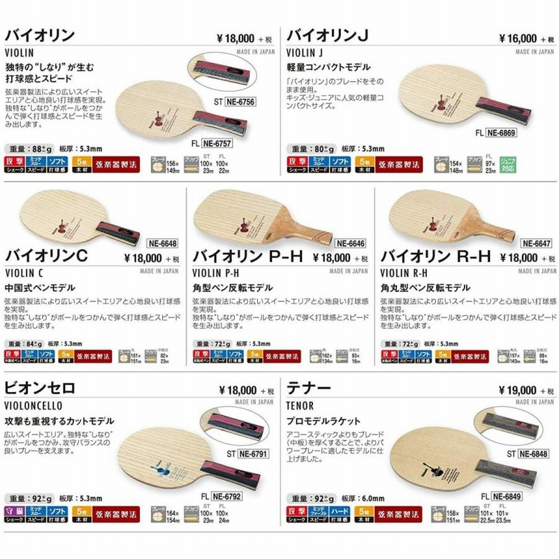 ニッタク(Nittaku)　卓球　ラケット　ペンホルダー　攻撃用　バイオリン C　VIOLIN C　NE-6648