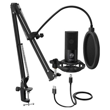 fifine USB心型指向直播麥克風專業套件組  T669  黑色