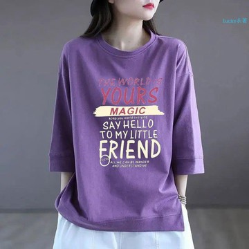 ⚡免運【新品上新】🌸中年五分袖T恤女春秋新款潮牌寬鬆顯瘦中袖體恤上衣夏裝