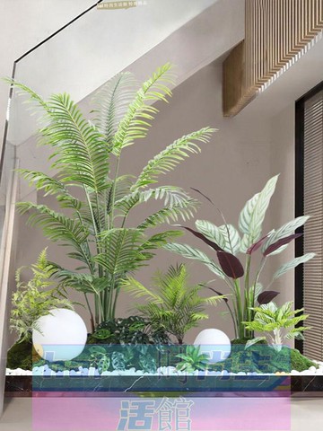 免運 可開發票 仿真綠植造景組合室內樓梯下造景假樹仿真樹植物盆栽落地景觀大型