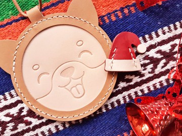 聖誕卡片套 哈哈笑 貓 柴犬 小豬 皮革材料包 好好縫DIY 聖誕包裝