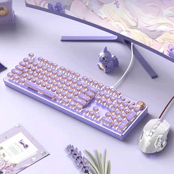 注音機械鍵盤 朋克復古鍵盤 820A復古朋克鍵盤 電鍍旋鈕發光機械鍵盤 吃雞電腦遊戲鍵盤 有線鍵盤