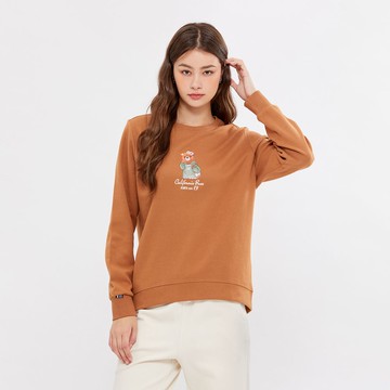 Hang Ten- 加州熊印花大學T-女(棕色)