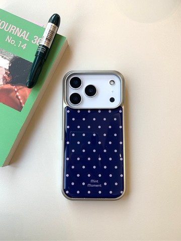 Dot Pink Navy 環氧樹脂 iPhone 手機殼 MagSafe
